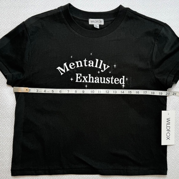 NWT WILDFOX "Mentally Exhausted" Jamie Tee, Women's Size M, Black & White Stars - Picture 6 of 10